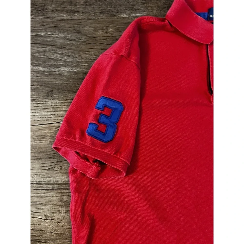 Polo Ralph Lauren Polo Shirt Mens Large Big Pony #3 Red Short Sleeve Preppy A4